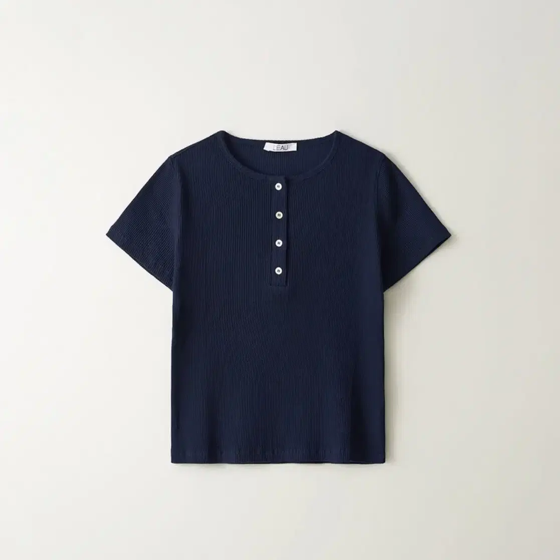 로우 leau ribbed button tee navy 리브드 버튼티