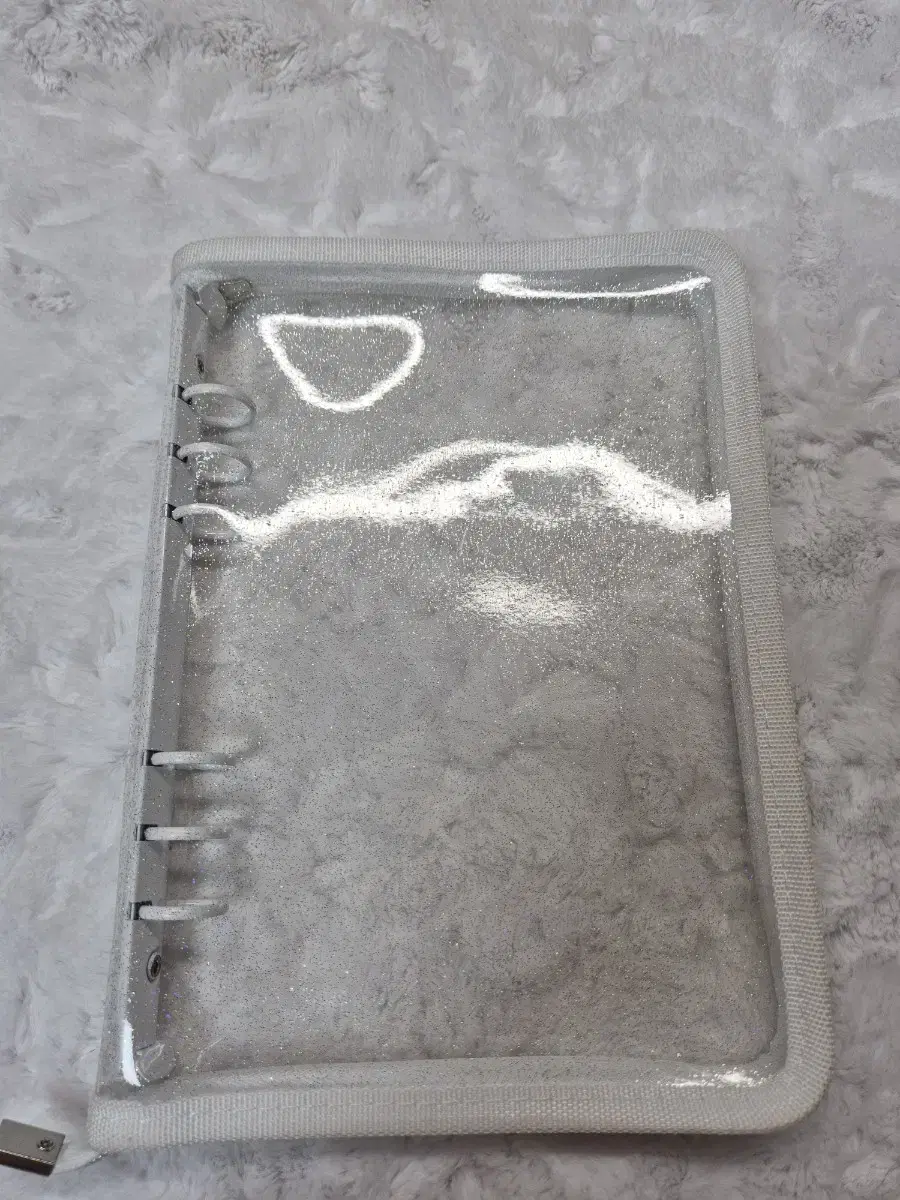 A5 binder with white glitter zipper