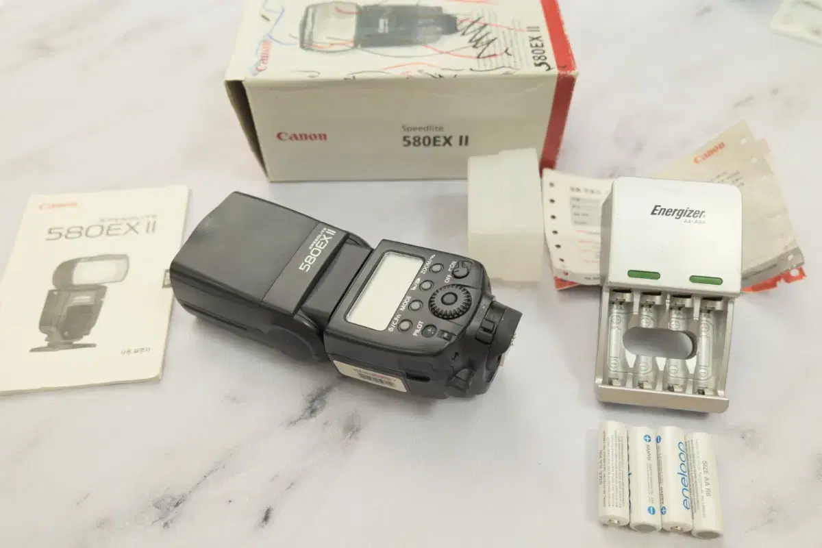 Pristine Canon Speedlite 580EX2 Boxed Set with Enerloop Rechargeable Battery