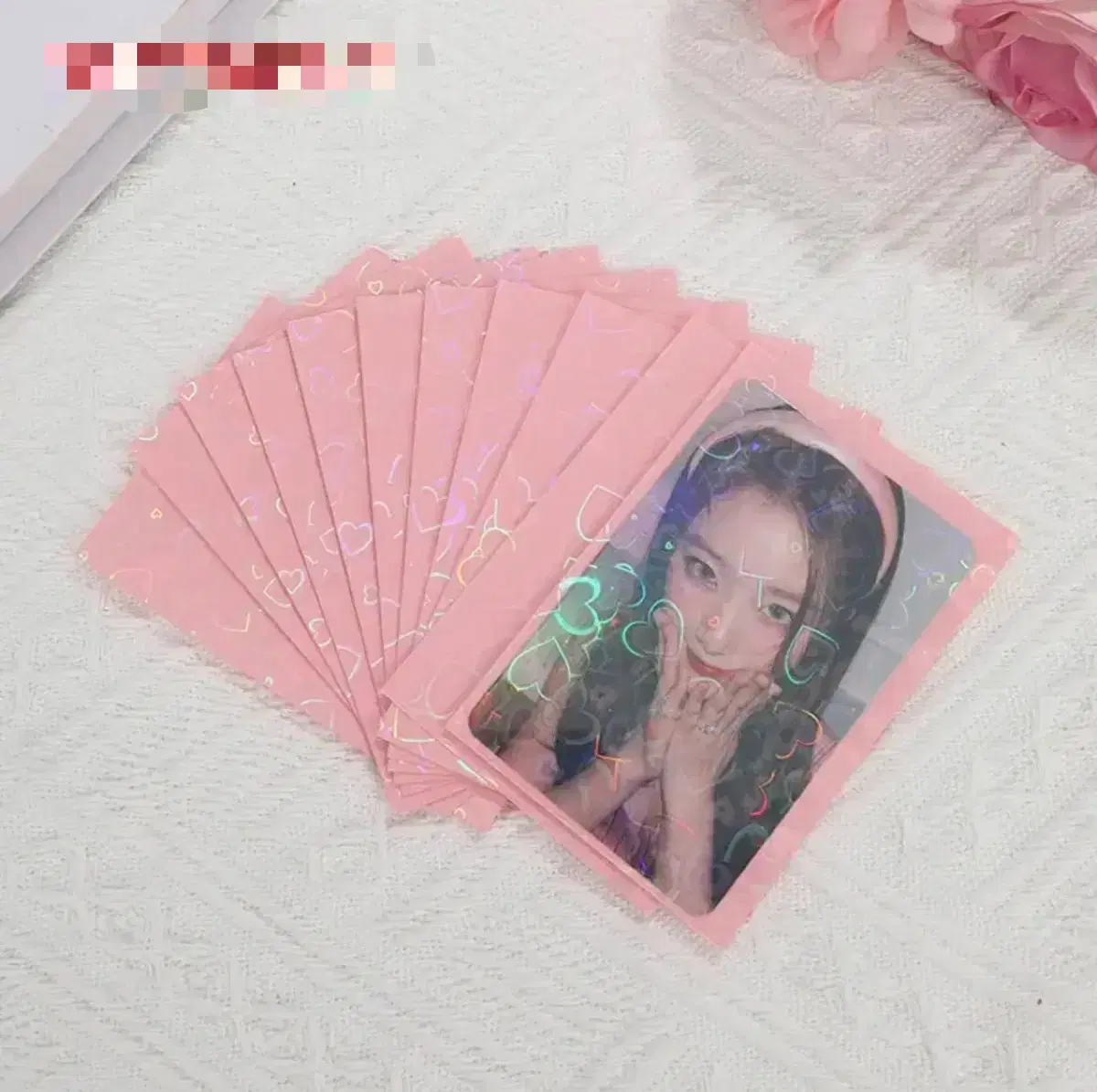 Hologram heart OPP photo card sleeve pink,mint sells