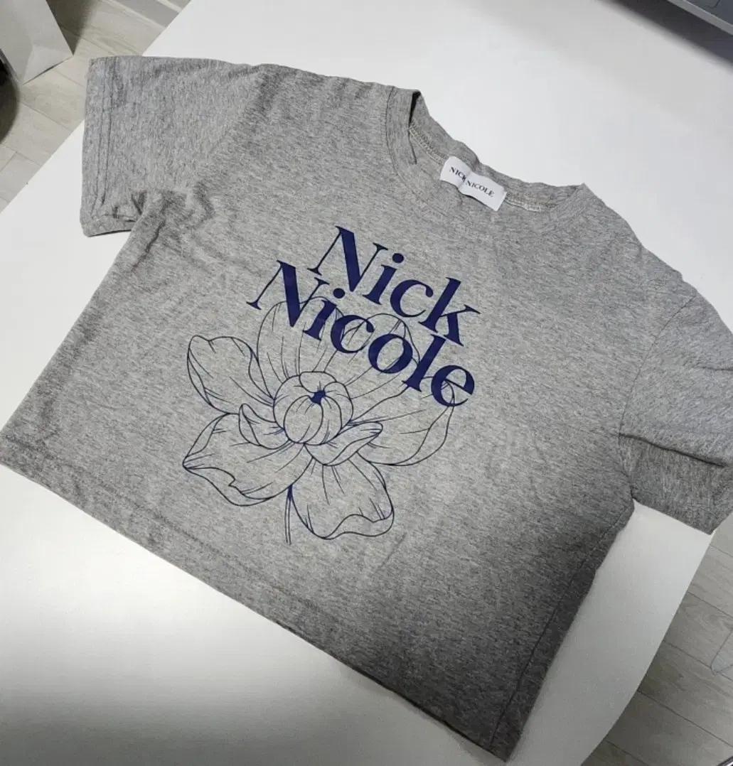 Nick & Nicole Gray Cropped Vahn Tee