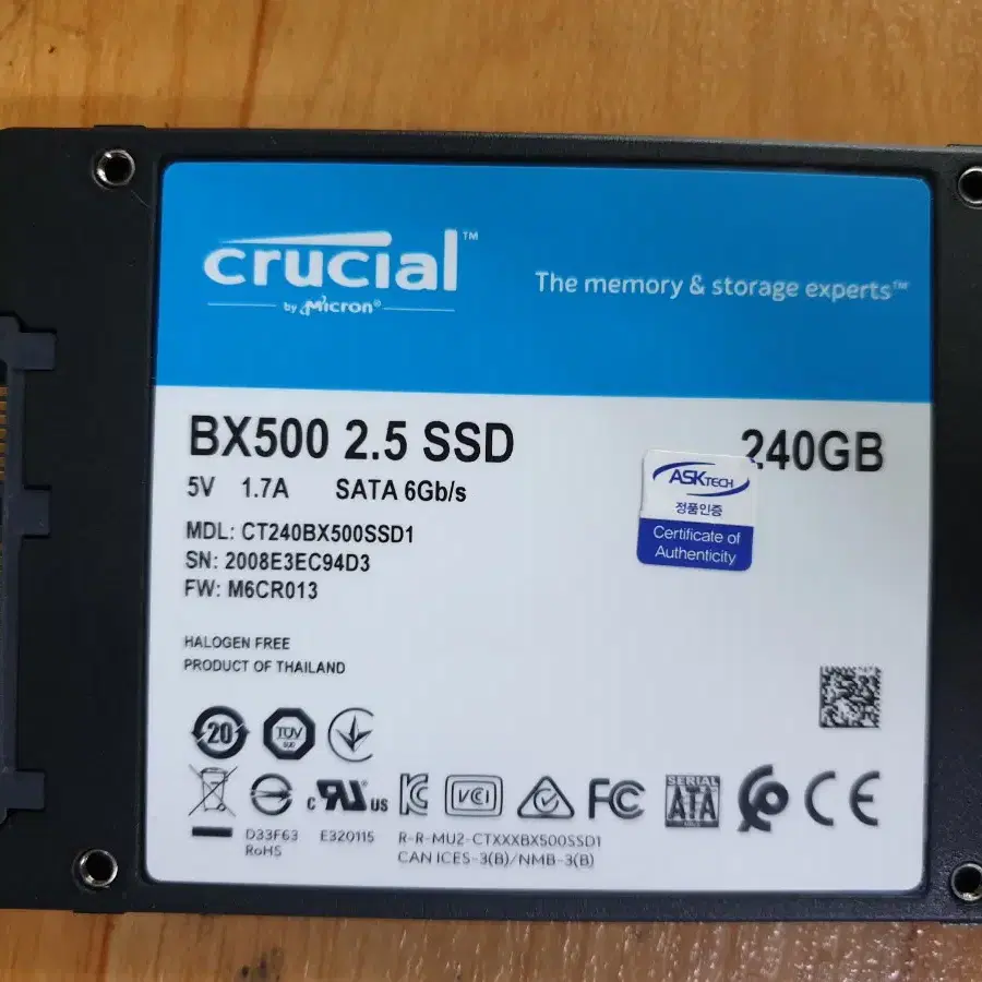 CRUCIAL BX500 2.5 SSD 240GB