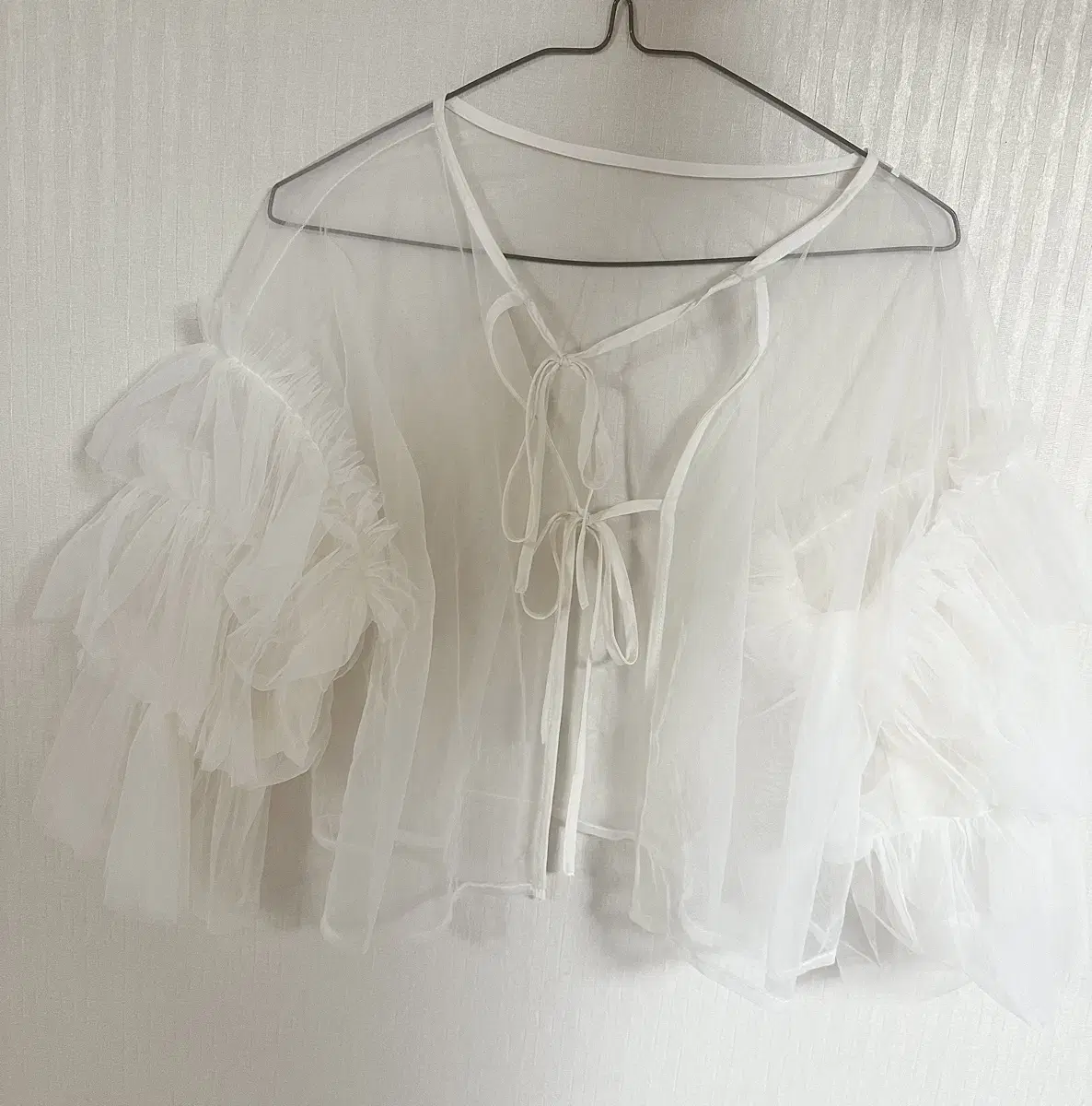 Organza layered blouse white