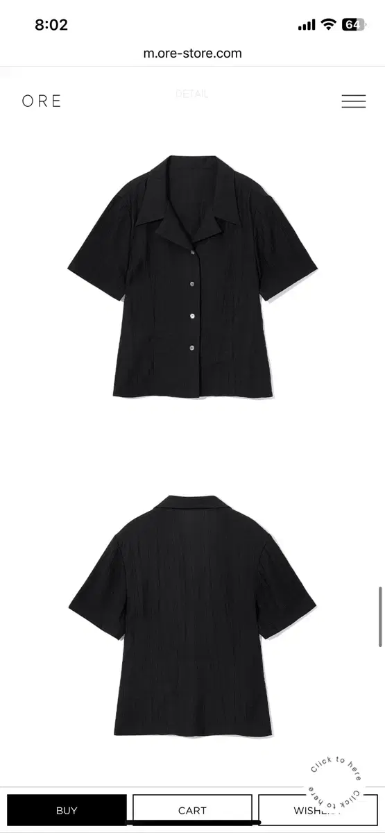 Ore 오어 Delphy Pleats Shirts Black