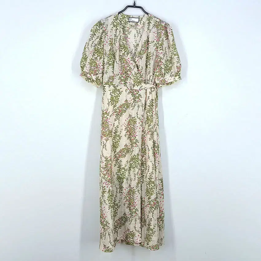 Vintage Women's Flower Wrap Thin Long ONEPIECE Beige (HU32344)