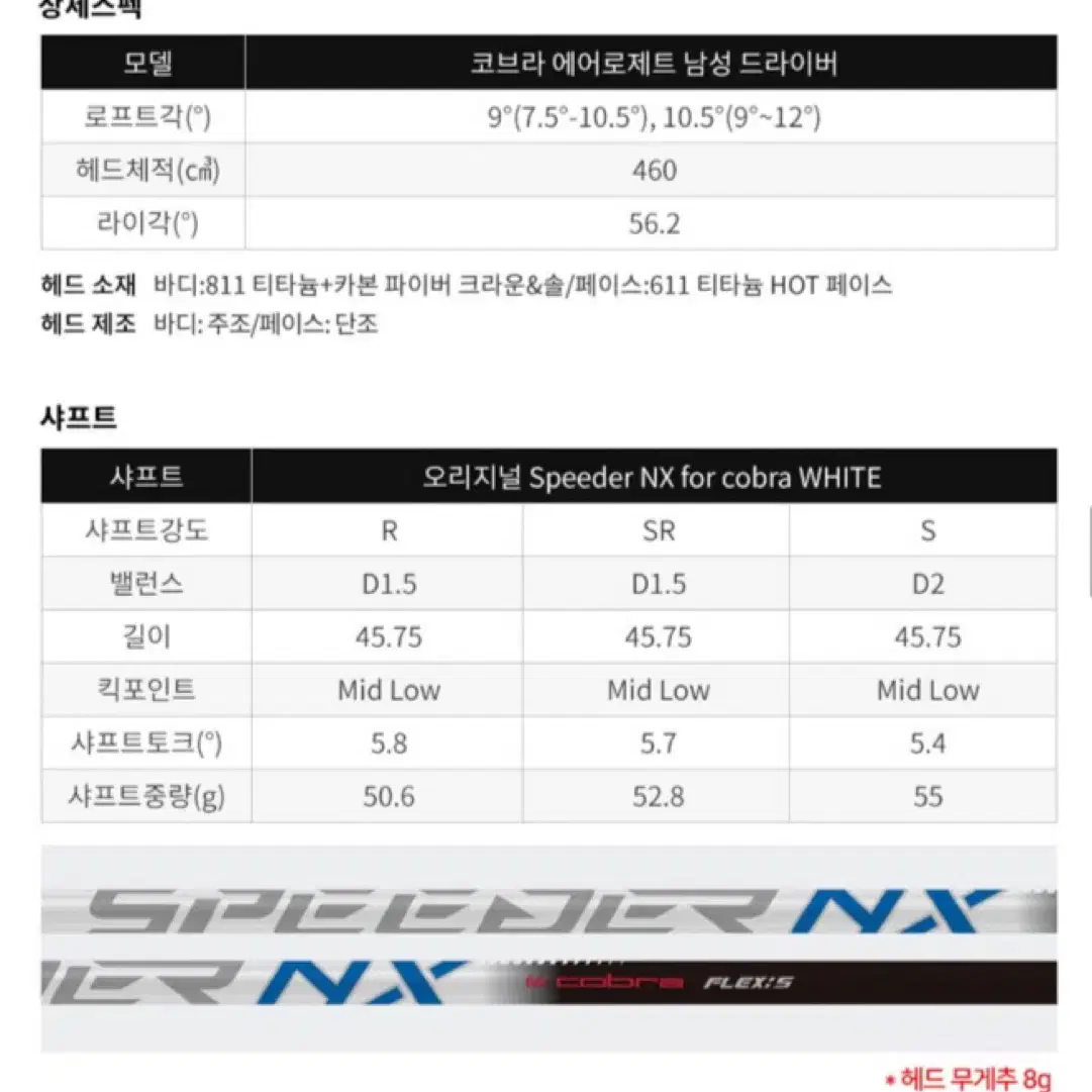 코브라 에어로제트 남성 드라이버