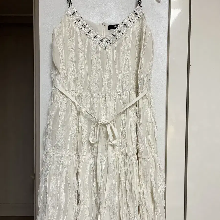 오앨 lace slip mini dress-ivory