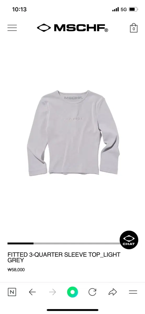 미스치프 FITTED 3-QUARTER SLEEVE TOP