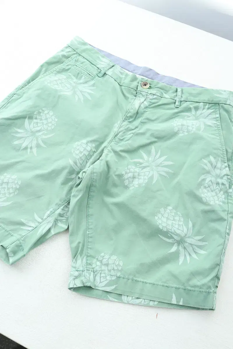 (L) Tommy Hilfiger Shorts Pants Light Green Hawaiian Cotton Limited Edition - E69