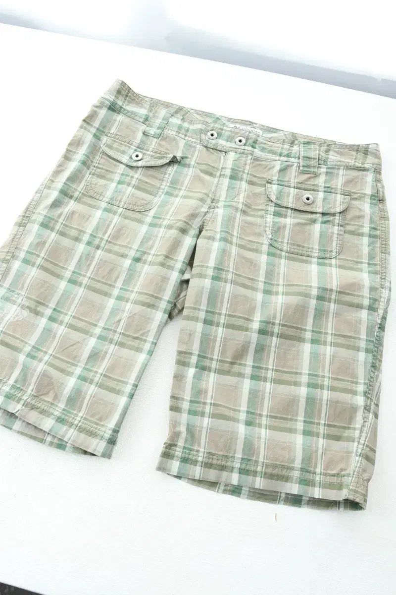 (M) Columbia Shorts Pants Green Check Cotton Amekaji Limited Edition-E9B