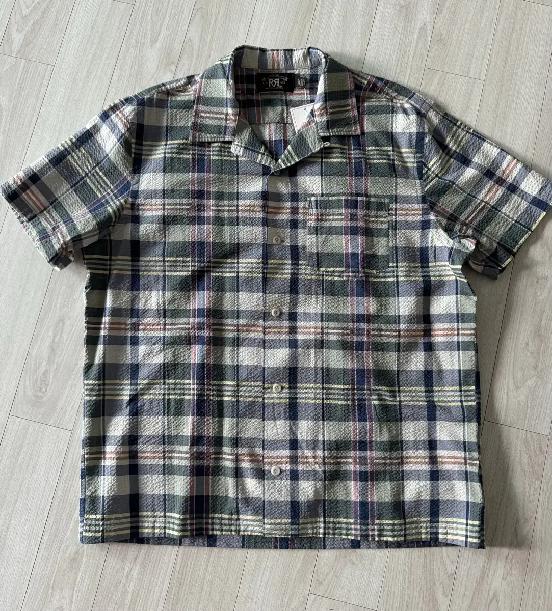 (New) RRL Madras Check Campkara Seersucker Short Sleeve Shirt L