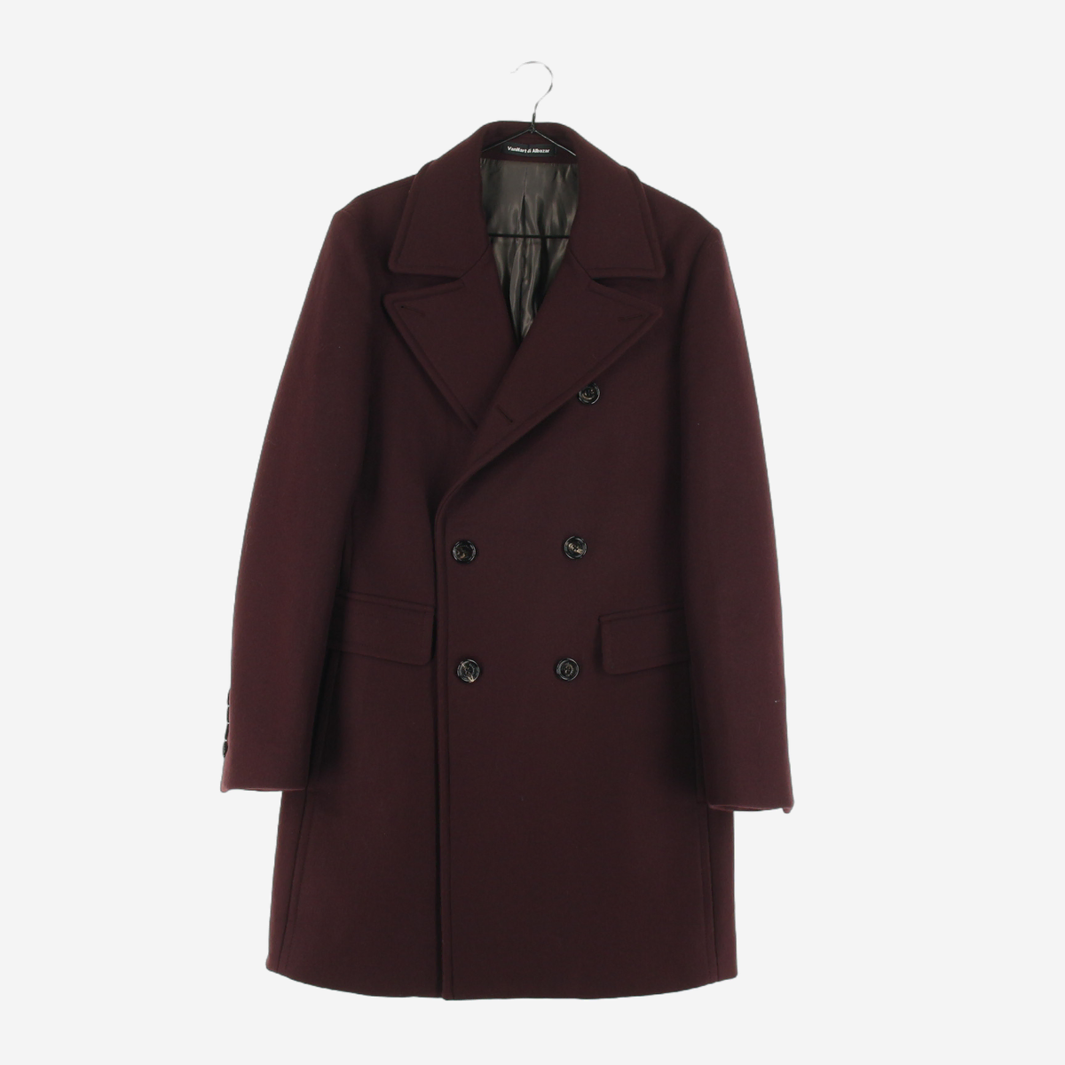 [100]Vahn Hart di Alvaja Burgundy Wool and Cashmere Double Coat (SW1048)