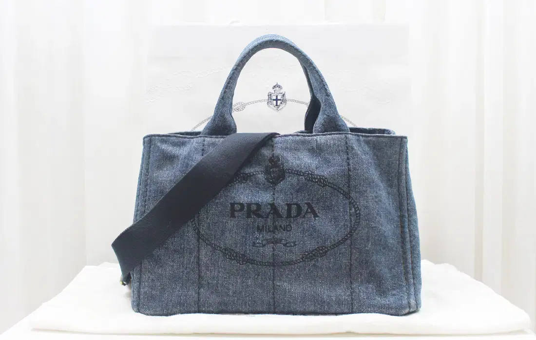 [Used] Prada Denim Milano Canvas Bag Tote Shoulder Bag