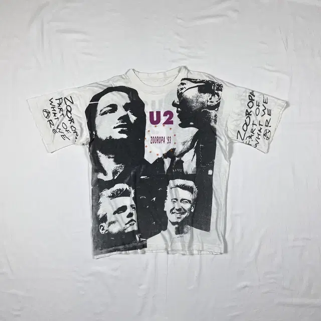 90s u2 락밴드 93 zooropa 투어 올프린트 반팔티