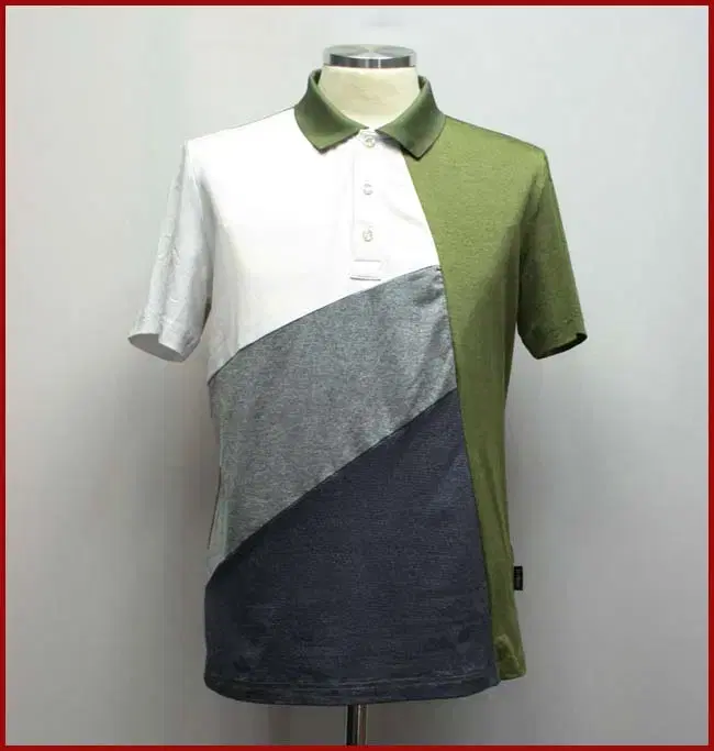 Elle Golf/Khaki short-sleeved T-shirt/95 size/button closure(E-6)