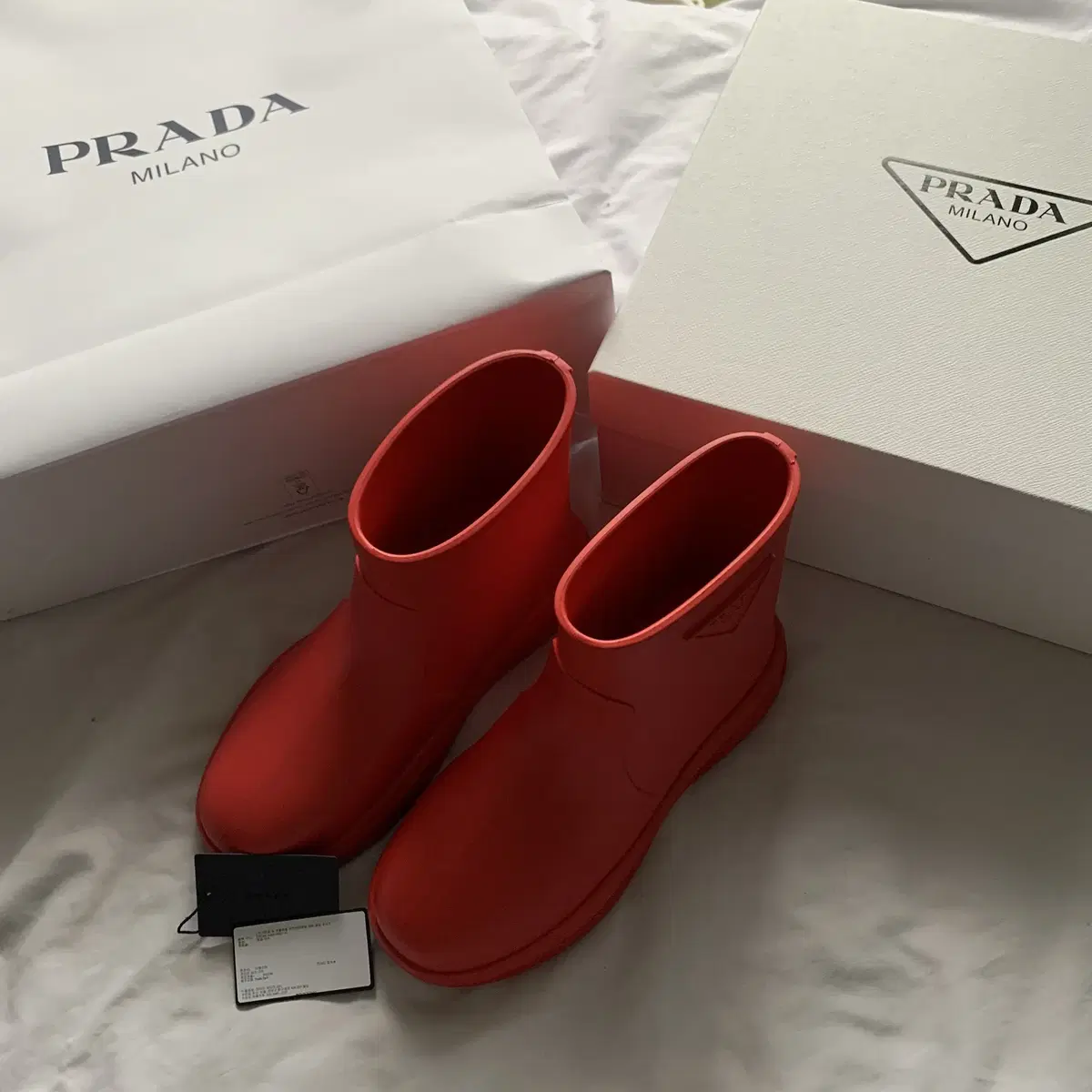 PRADA 프라다 러버 부츠 레드 42 프라다부츠 프라다장화 레인부츠