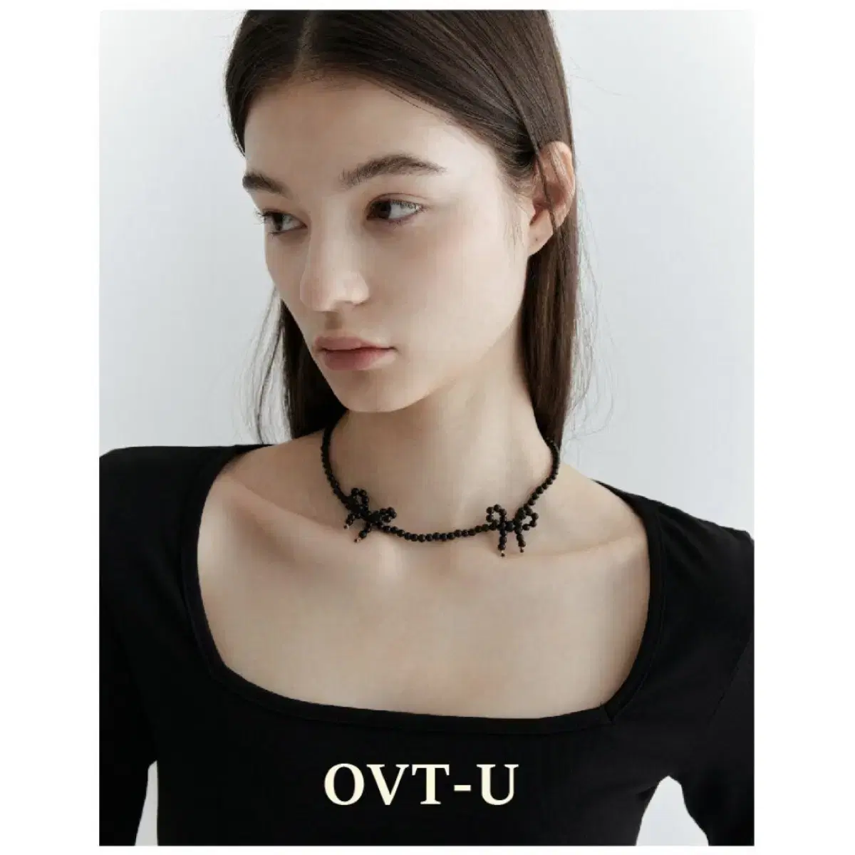 오브이티유 [925 SILVER] Onyx Ribbon Necklace