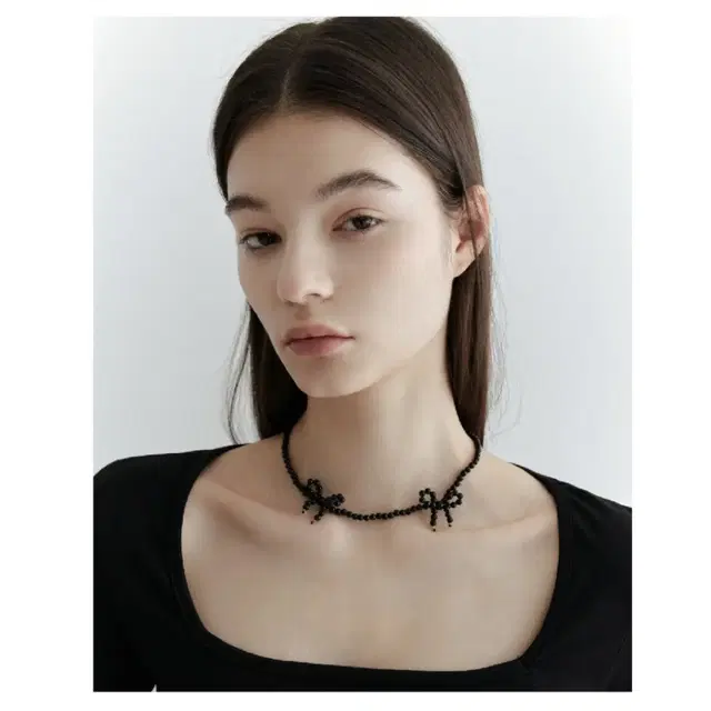 오브이티유 [925 SILVER] Onyx Ribbon Necklace