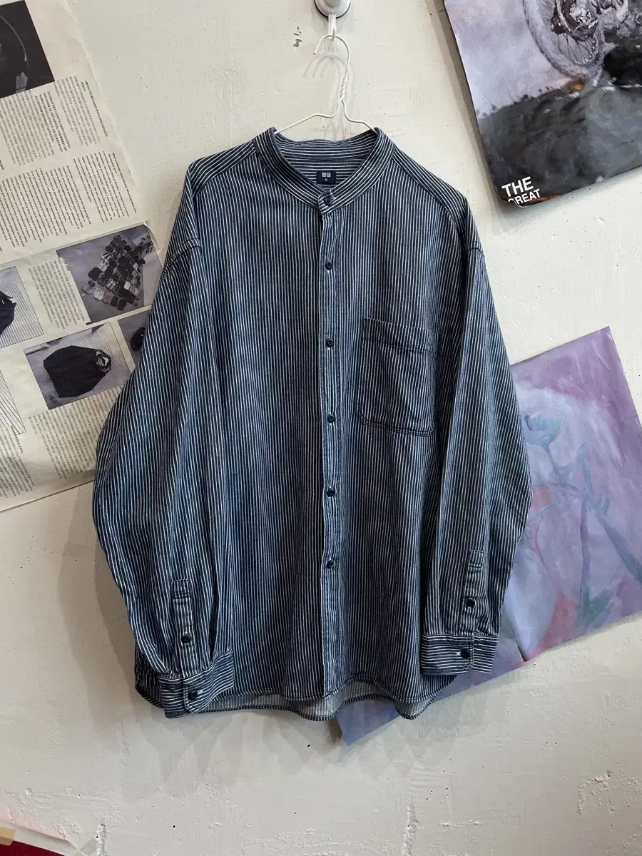 Uniqlo China Neck Hickory Workshirt XL