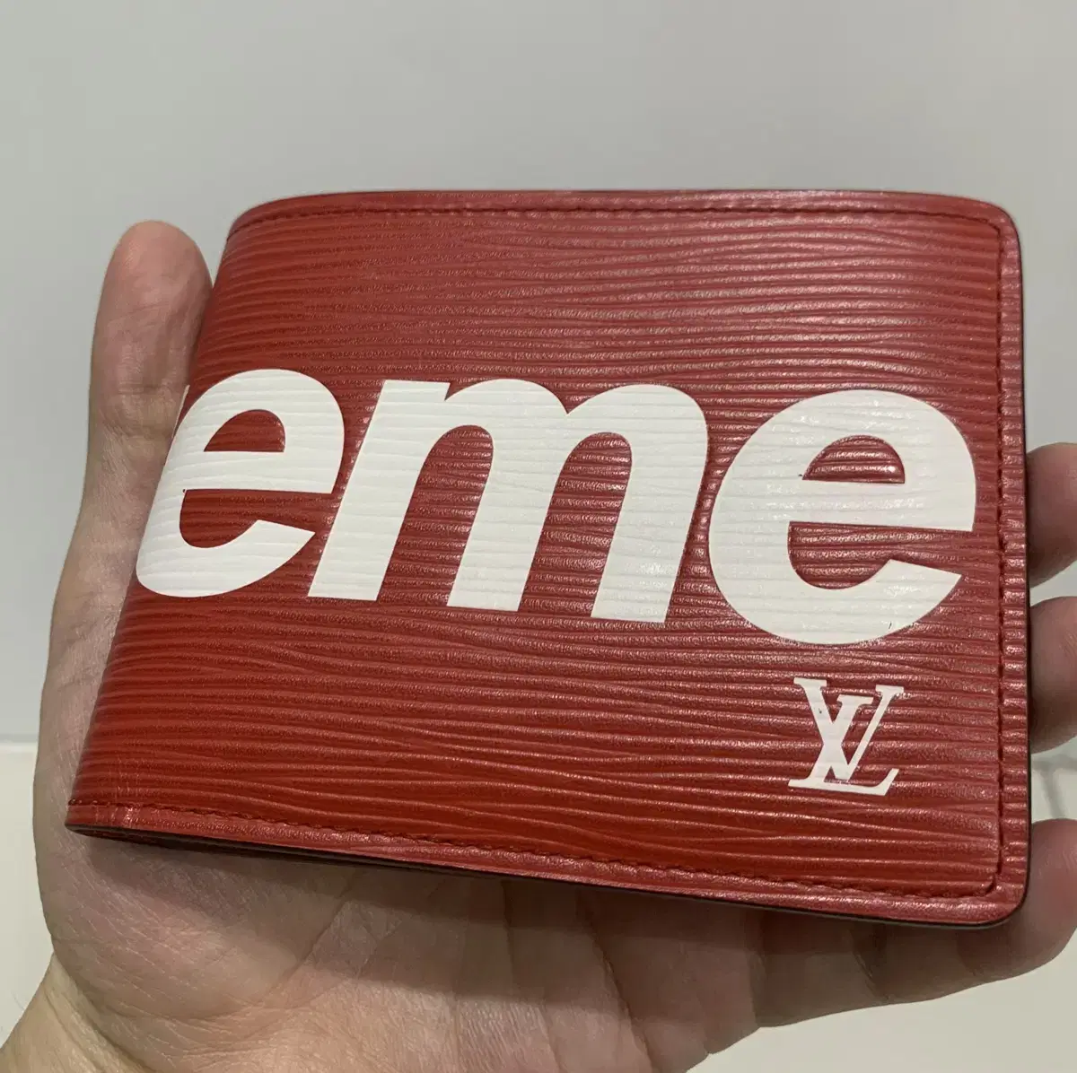 [OS]Louis Vuitton Supreme Epi Logo Bifold Wallet Red