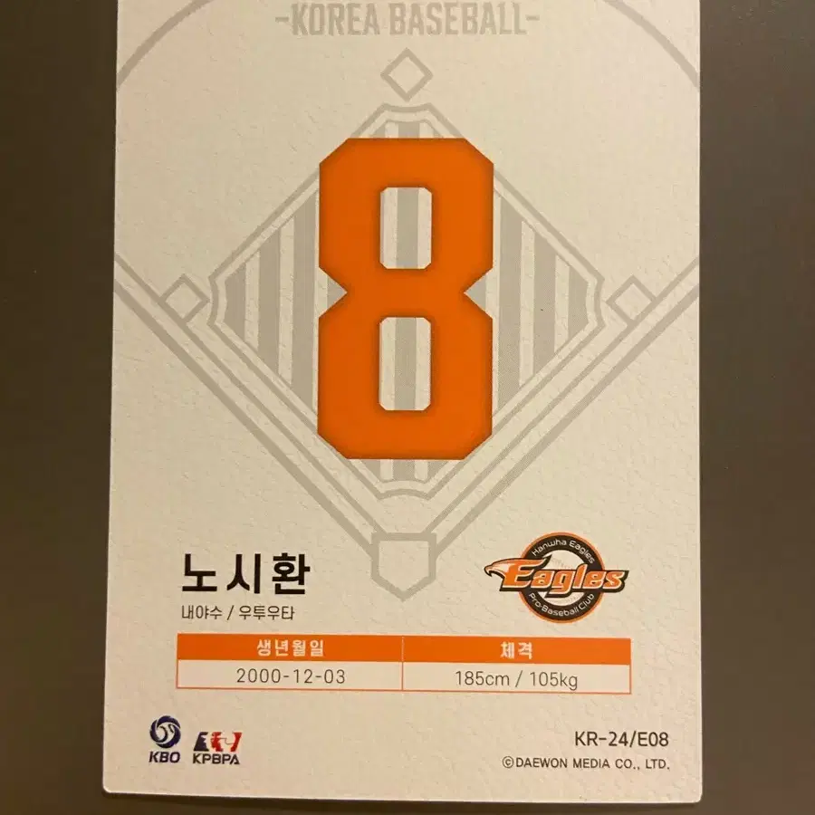 노시환 KBO 포토카드 핑크 페러렐