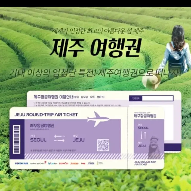 2인 제주도 2박3일 왕복 항공권+렌트 이용권+숙박