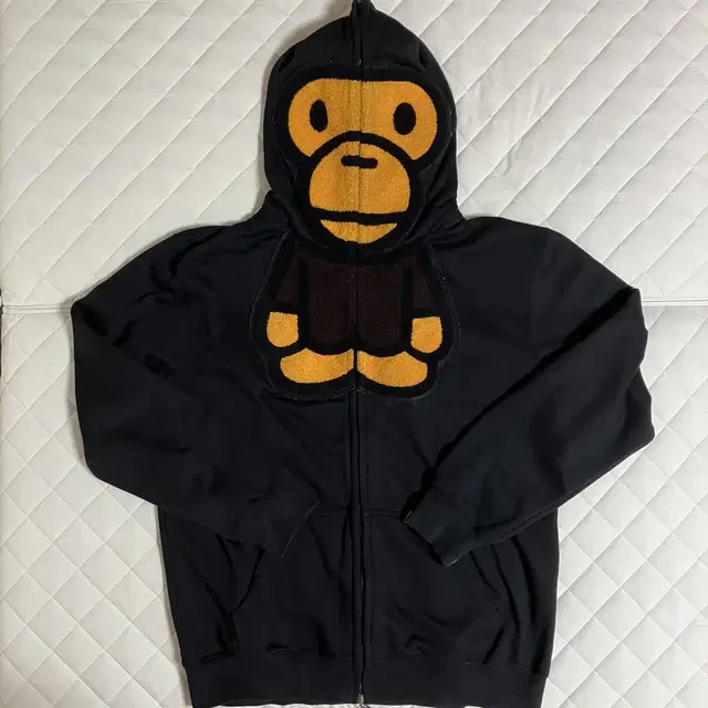 안내림)베이프 bape 라지 90년대 고전 마일로 후드 집업 풀집 블랙