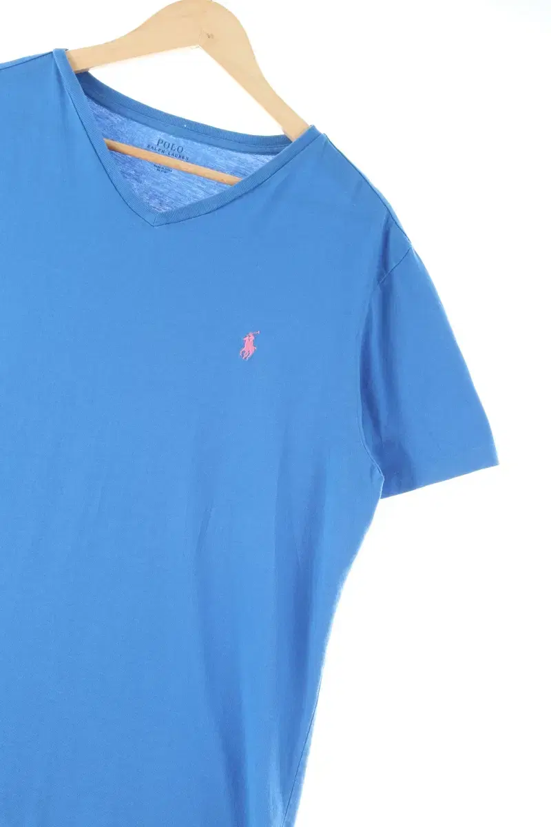 (L-XL) Polo Ralph Lauren Short-sleeved T-shirt bloo Cotton plain solid - DD4E