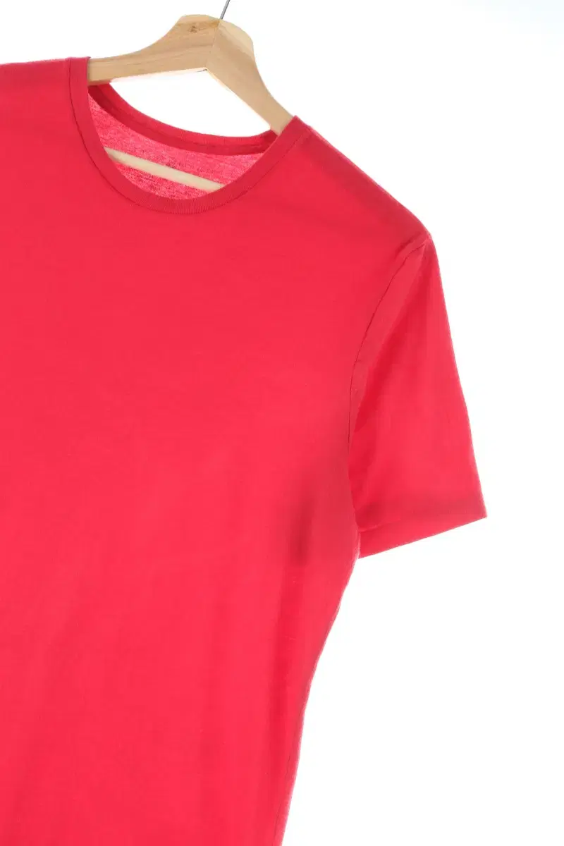 (M-L) Tommy Hilfiger Short-sleeved T-shirt Red Cotton Plain Solid Loose Fit-DD4F