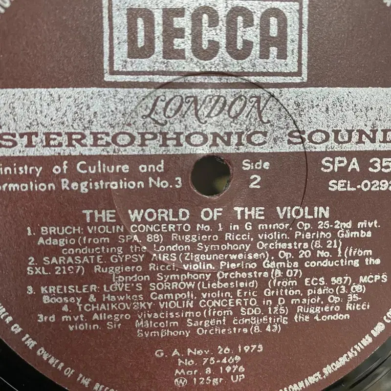 THE WORLD OF THE VIOLIN LP / AA2721