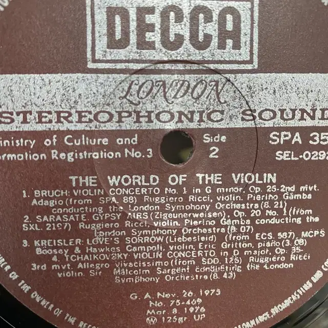 THE WORLD OF THE VIOLIN LP / AA2721