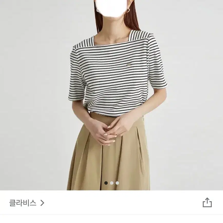 M) 클라비스 스퀘어넥 스트라이프 반팔 티셔츠