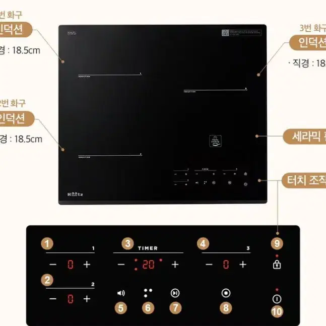 도매가 하츠 3구 인덕션 전기레인지 IH3603TTL 루인 빌트인 매립