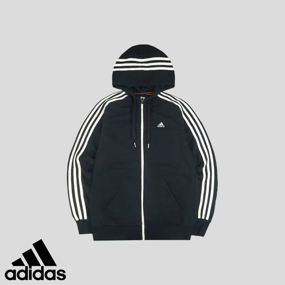 Adidas Black White Hooded Three-Wire Sideline Climalite Cotton Blend Hoodie