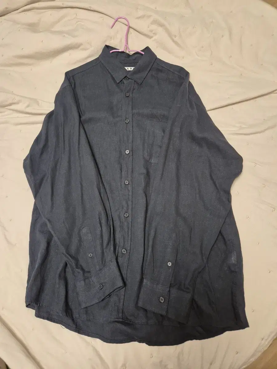 Sua Tensen Linen Shirt L Navy Deep Brown Bulk