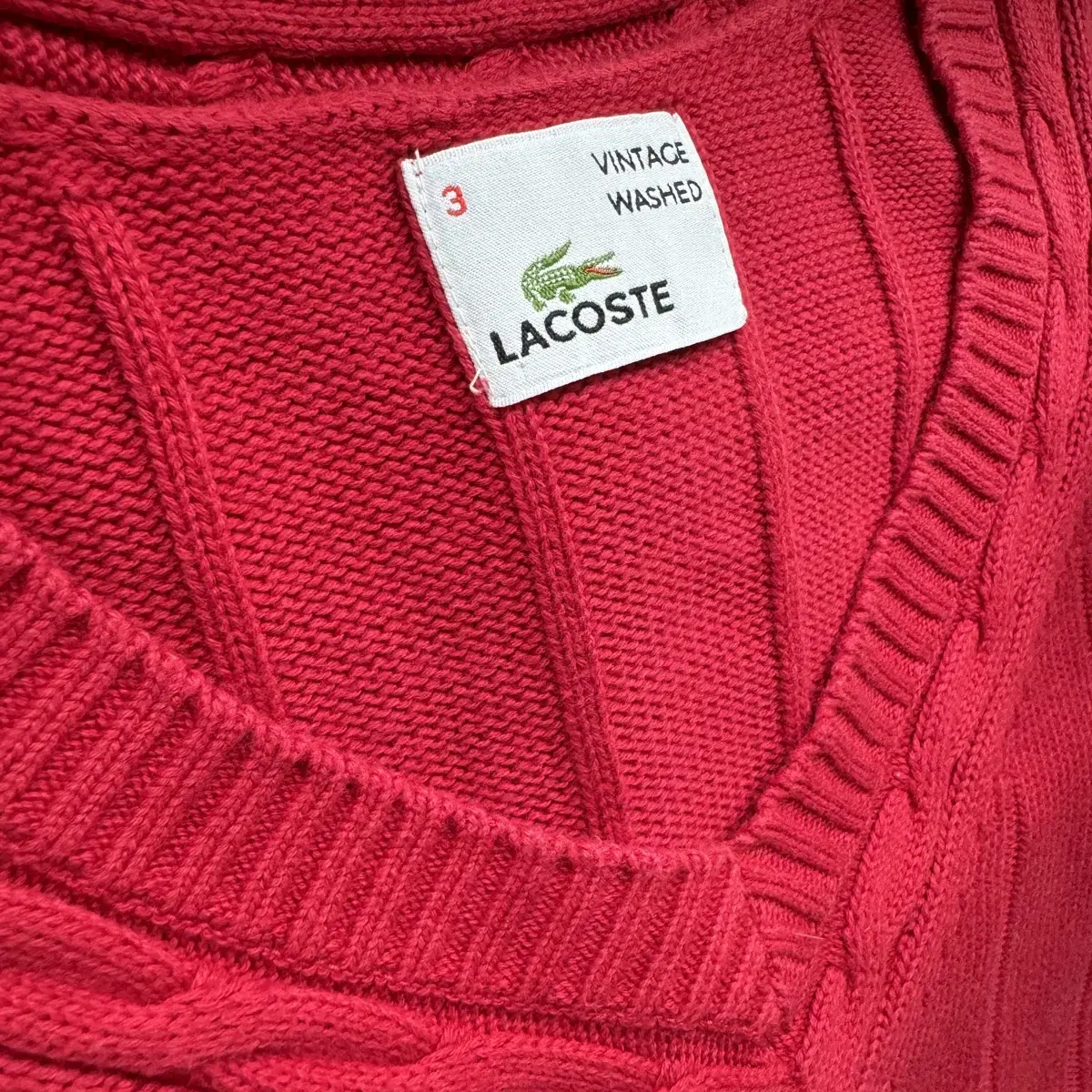 [M 95-100] JP Lacoste 라코스테 레드 코튼 니트 스웨터