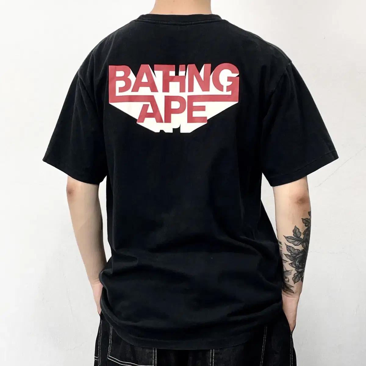 BAPE 베이프 사루 헤드 멀티로고 반팔 블랙