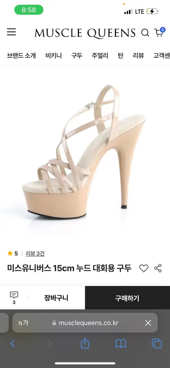 머슬퀸즈 대회용 구두 15cm (220-230)