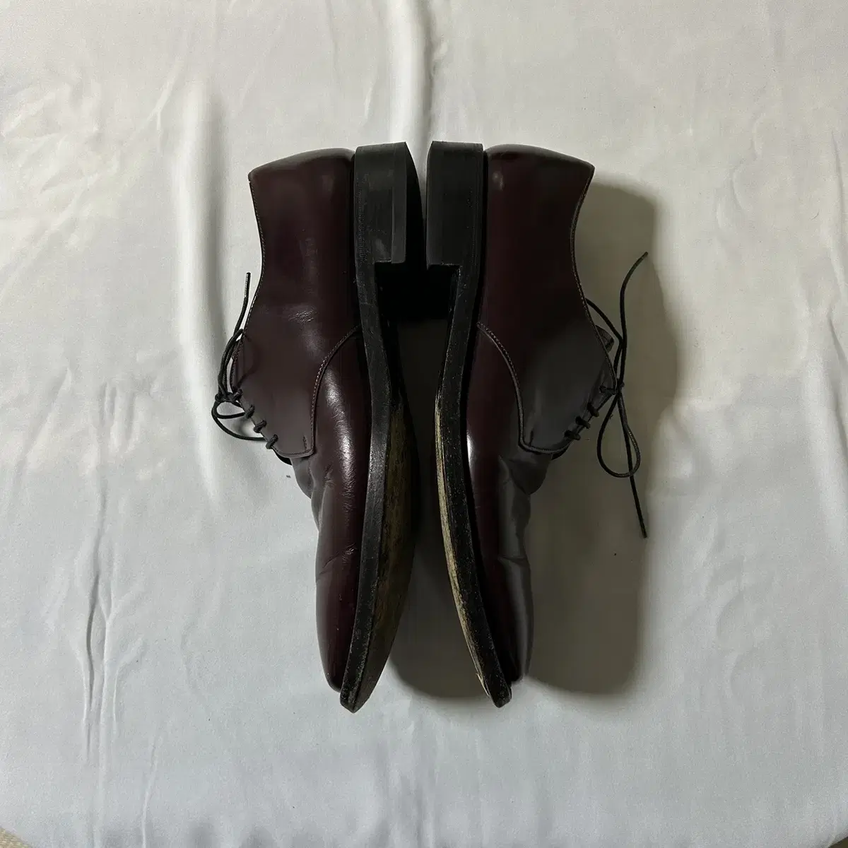 Prada square toe derby shoes burgundy