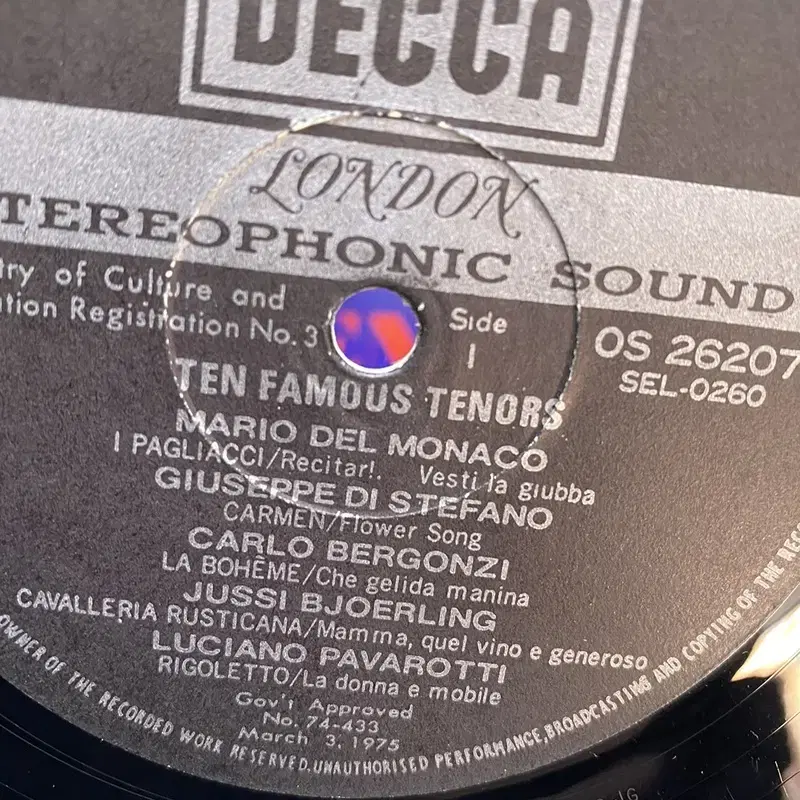 TEN FAMOUS TENORS  LP / C1459