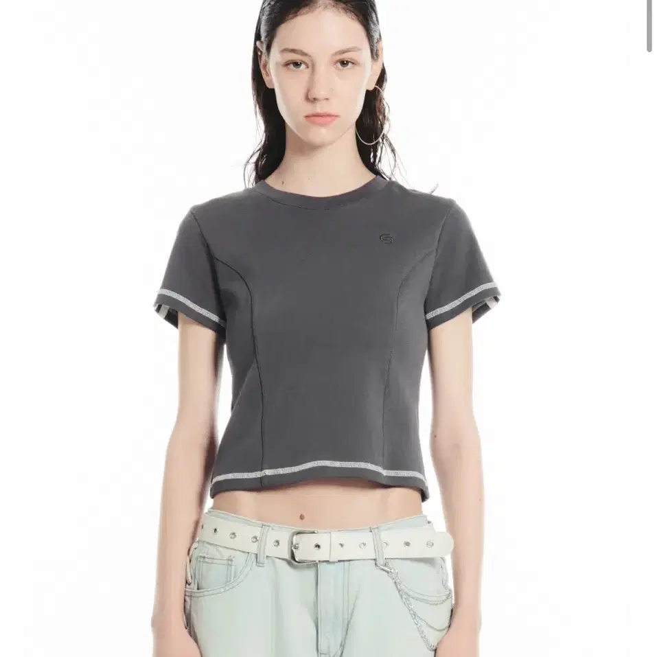 세릭 Double logo half top/ charcoal