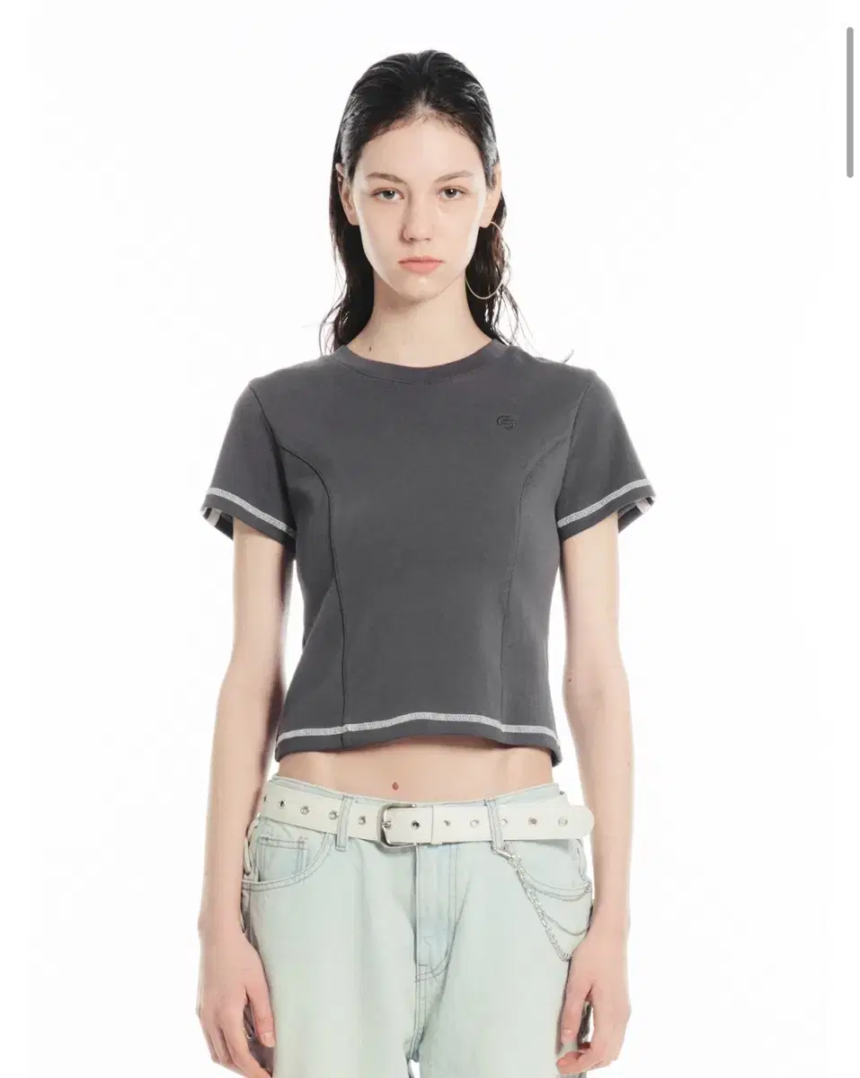 세릭 Double logo half top/ charcoal