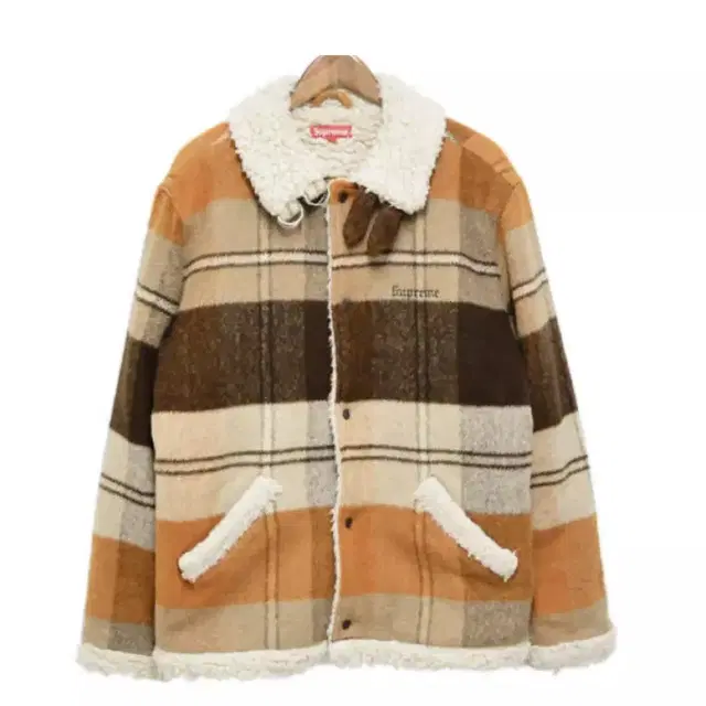 슈프림 Supreme Plaid shearling jacket M