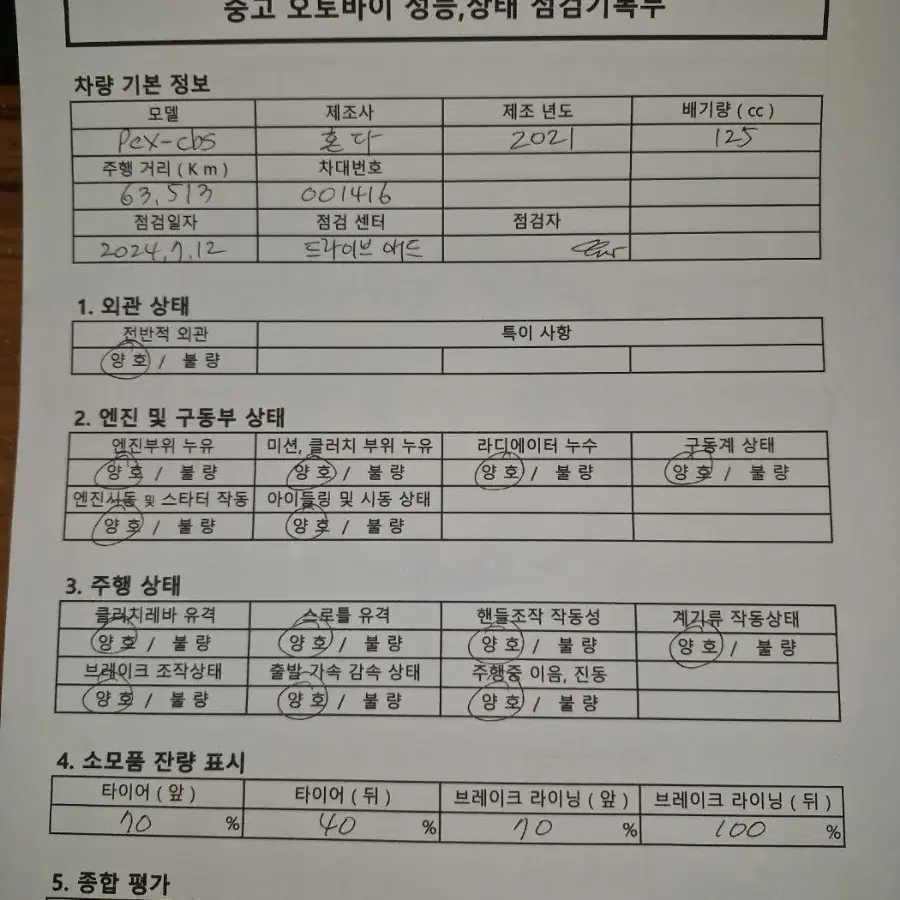 DB-050/ 혼다 / PCX CBS /21년식/ 63,000km 주행한