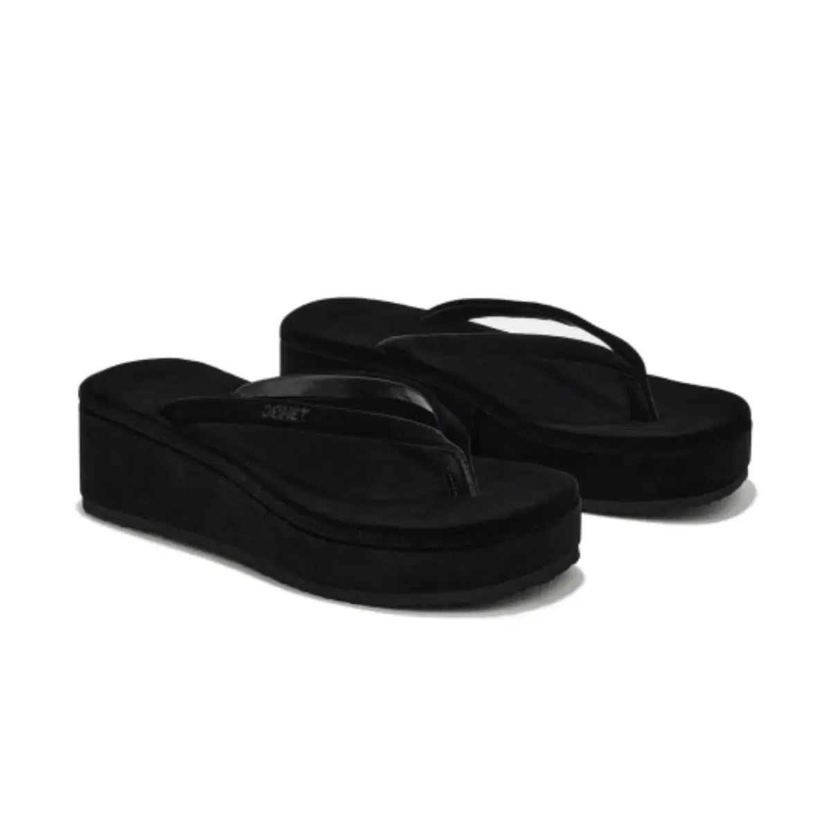 다이닛 쪼리 VELVET PLATFORM FLIPFLOP IN BLACK