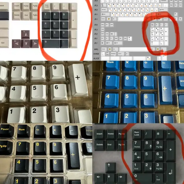 넘패드키캡만 팝니다 (gmk / dcx/ 부추 기타등등)숫자키캡 넘버패드