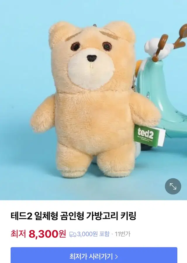 테드 곰인형 가방 키링 (택포)