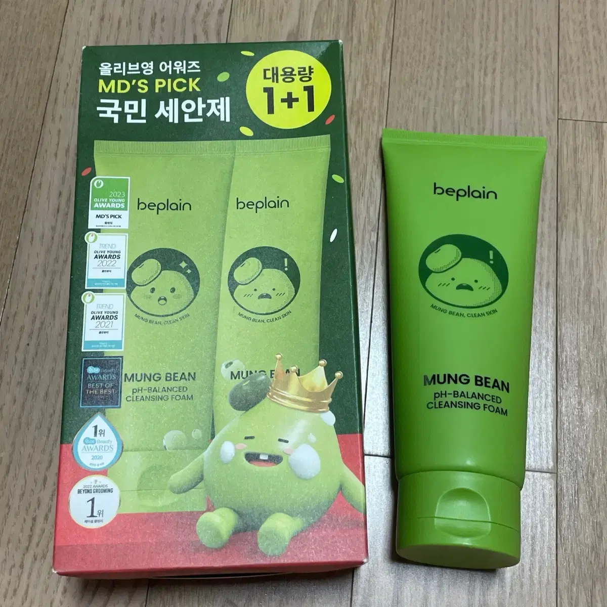 비플레인 녹두 약산성 클렌징폼 160ml