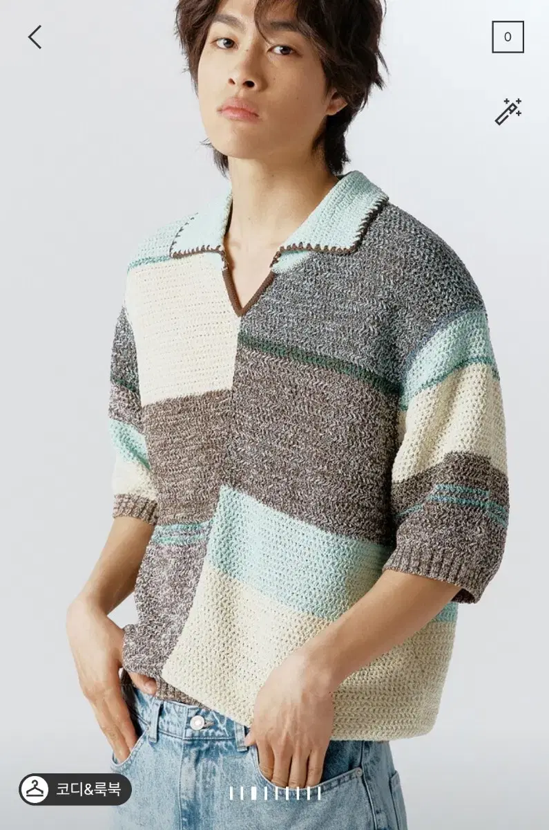 Time Homme Color Block Crochet Knit Top 105