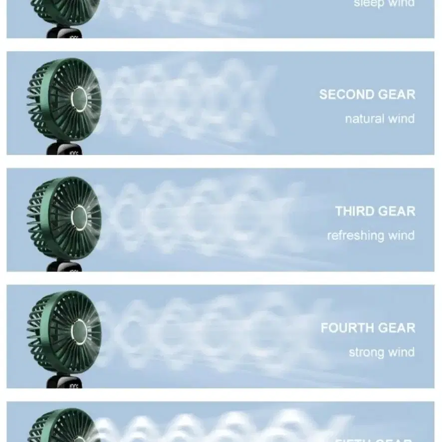 손선풍기 그린색상 새제품 LED 디스플레이 5단 조절목걸이